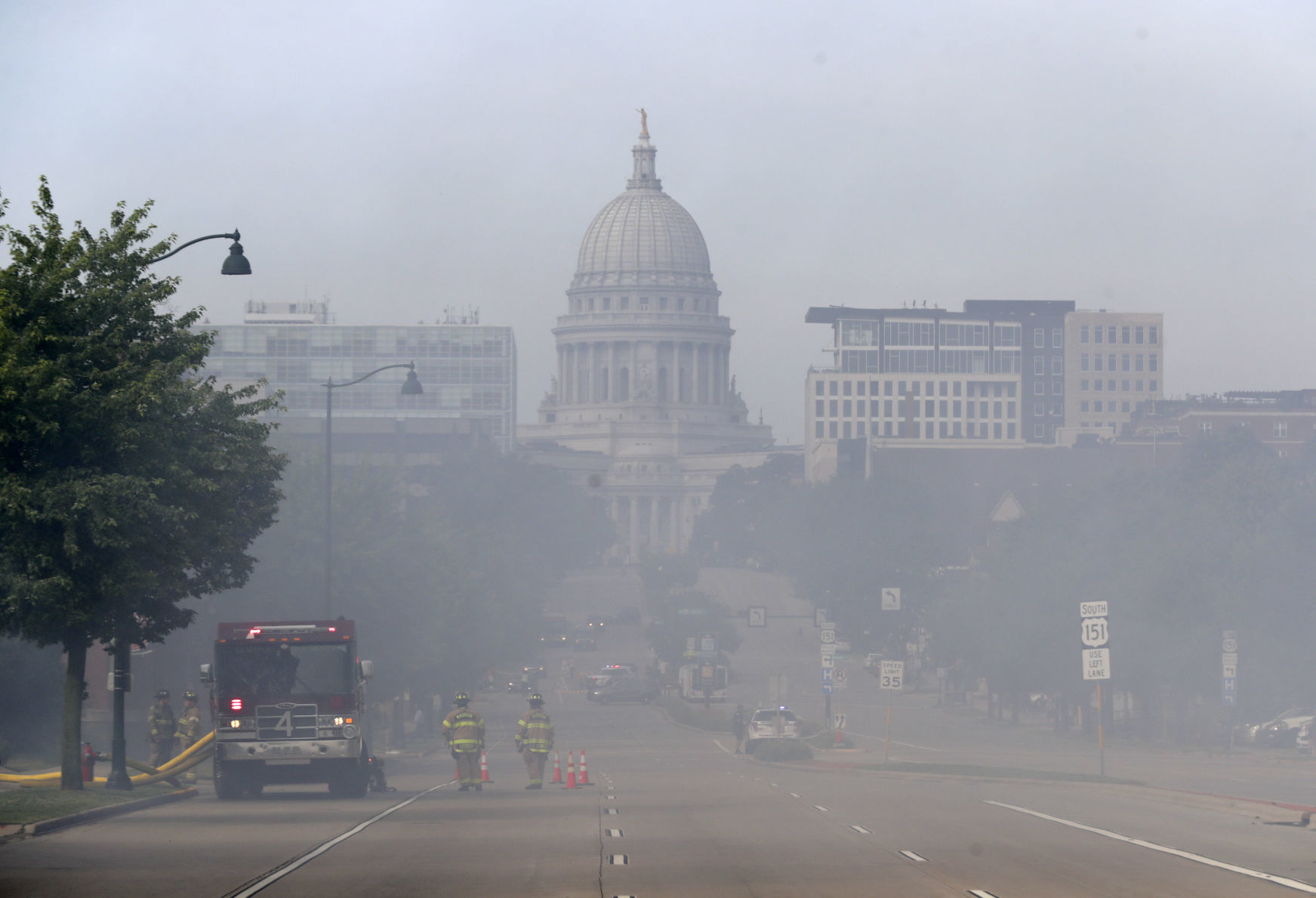 Explosion and fire in Downtown Madison